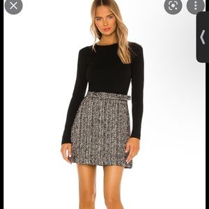 Theory Long-Sleeve Knit Combo Dress in Tweed